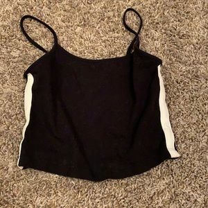 Forever 21 black crop top with white stripes
